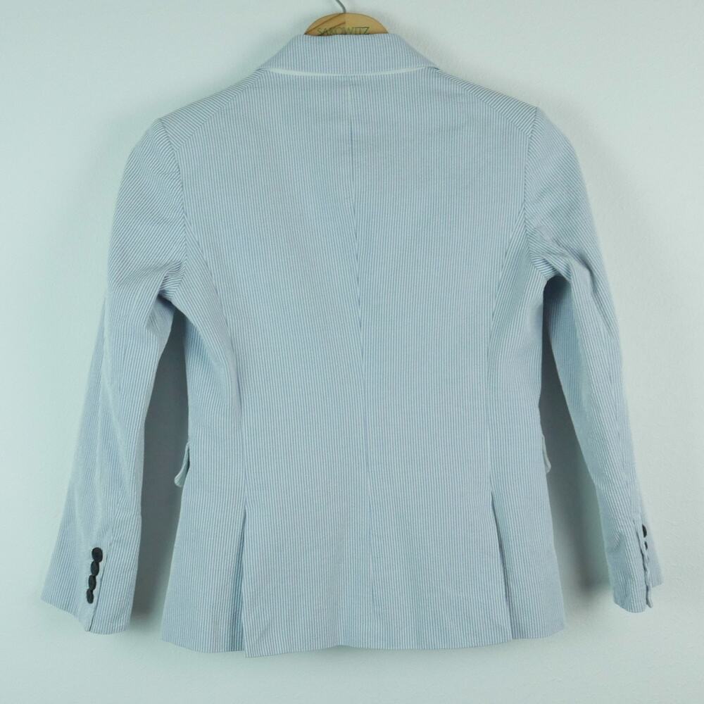 Veronica Beard Dickey Blazer Size 0 Seersucker Blue White Stripe Preppy Timeless - Picture 6 of 13
